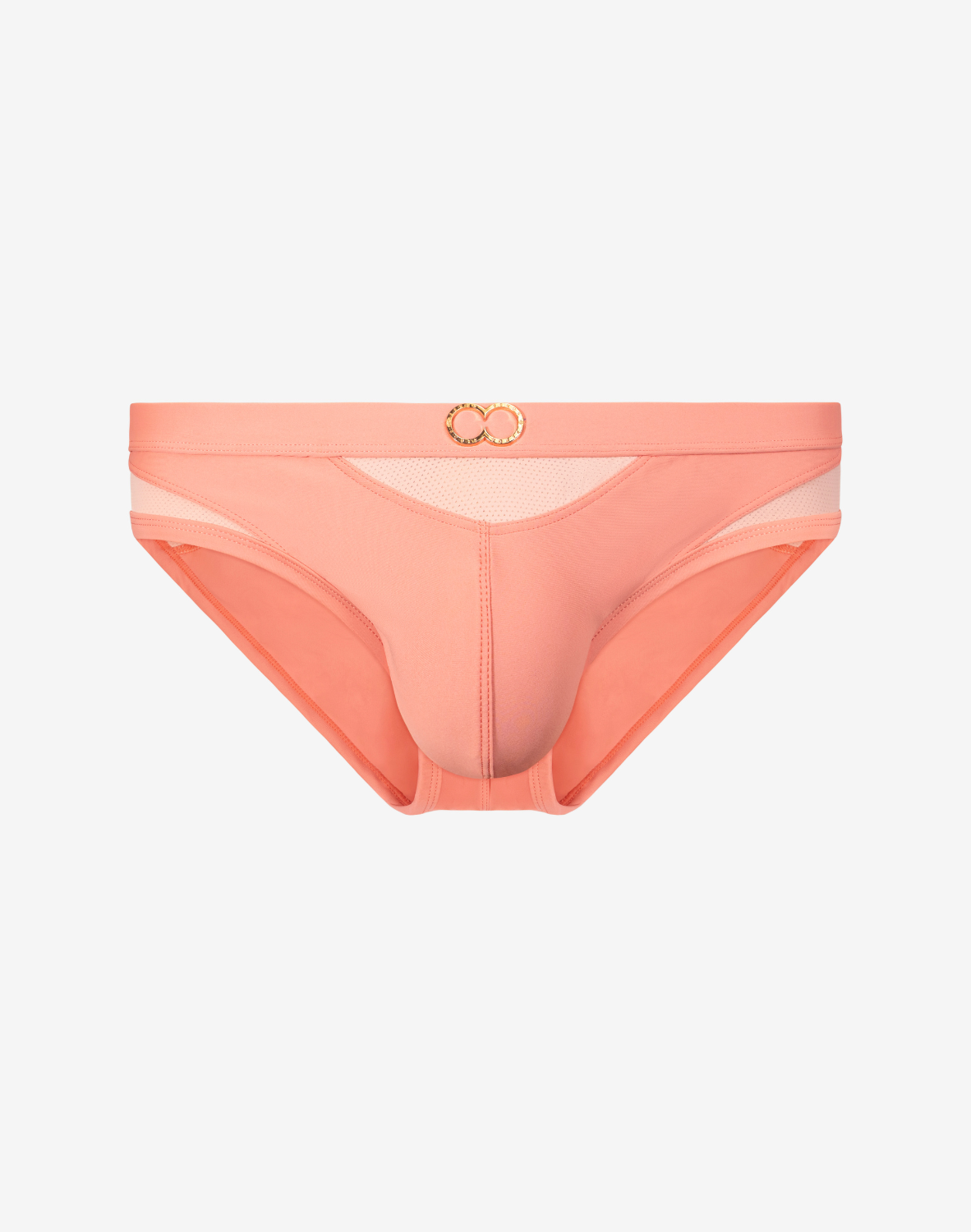 CITYBOYZ★USA 2Eros BLK Label No.6 swim brief in black with coral accents, designed for stylish and comfortable swimwear.