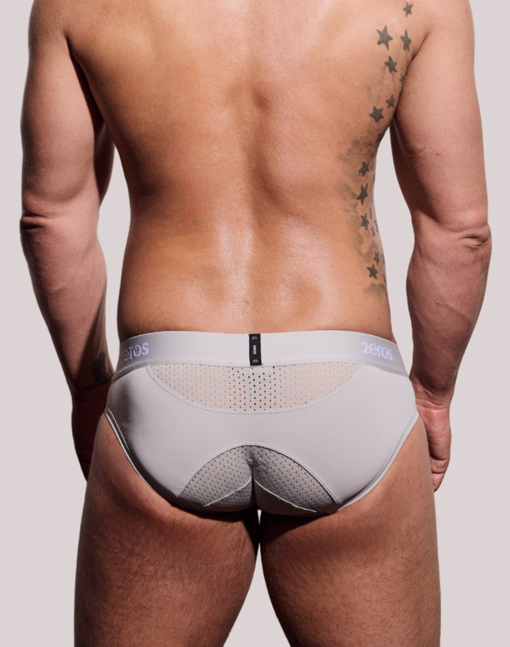 Back view of CITYBOYZ★USA 2Eros Aktiv NRG Brief in grey, displaying comfortable fit and branded waistband.