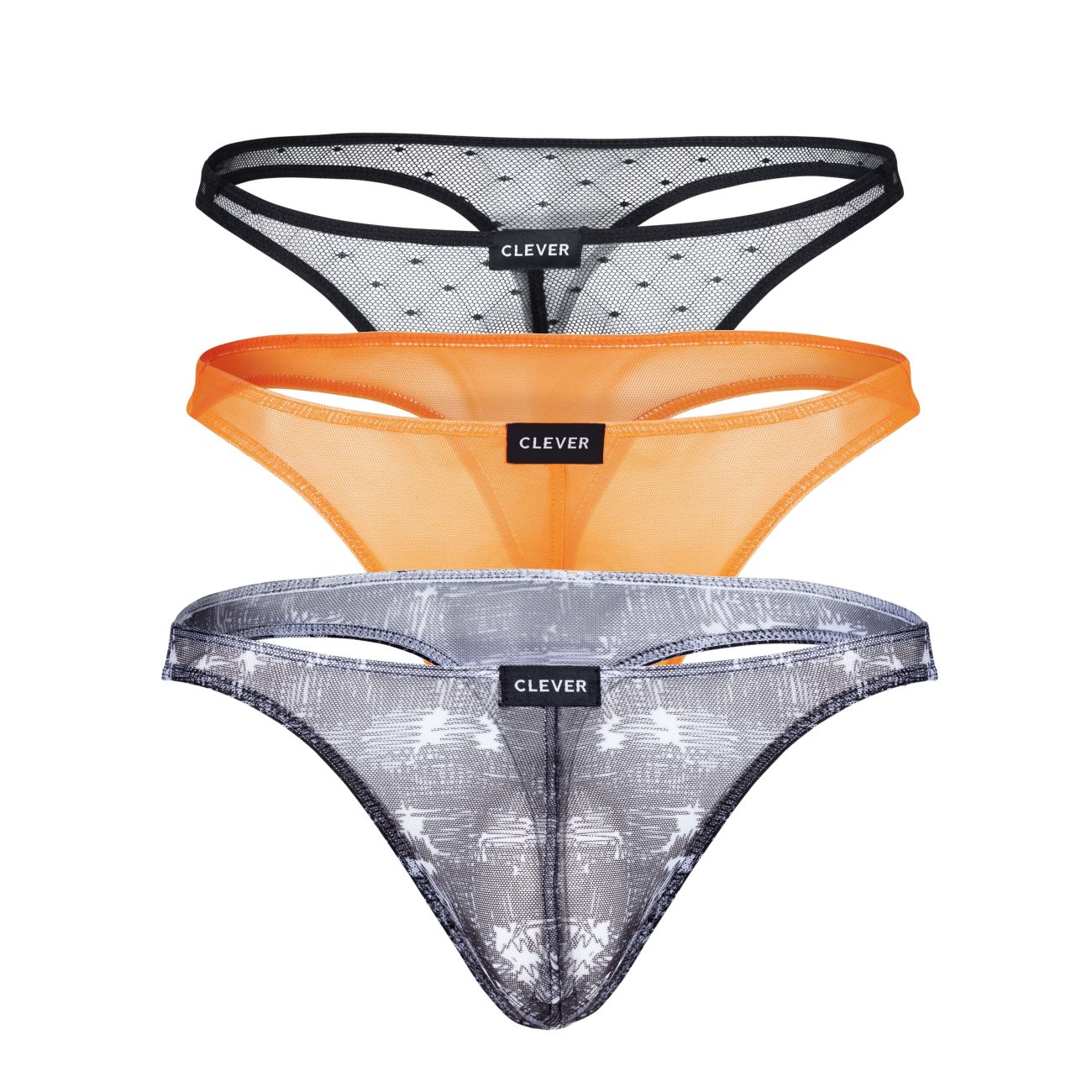 Clever Australian Latin Thongs Color Black-Orange-Black 100008 3PK