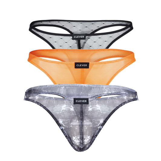 Clever Australian Latin Thongs Color Black-Orange-Black 100008 3PK