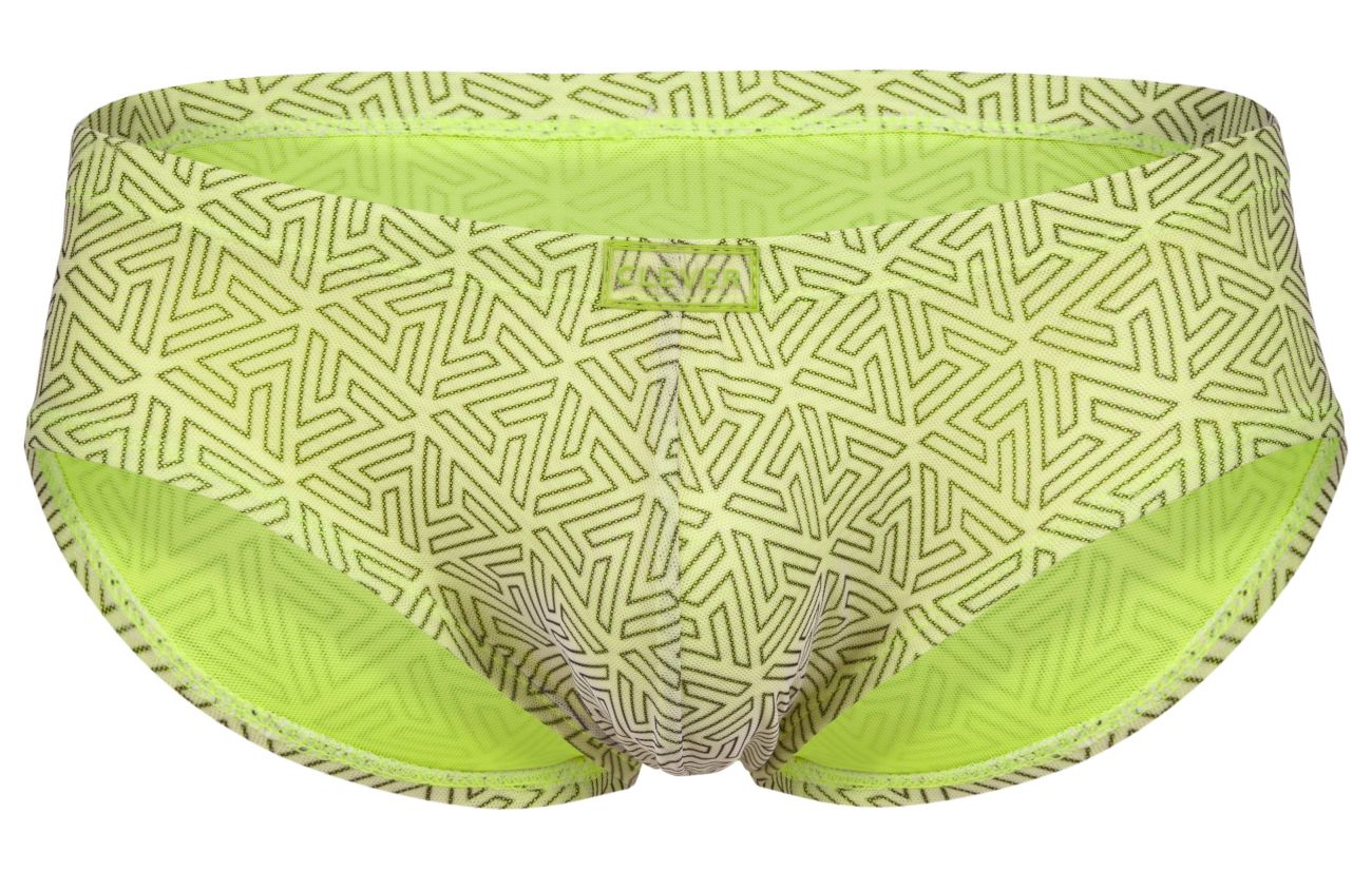 Green Clever Neon Brief 2017 by CITYBOYZ★USA showing the fitted brief style with bright neon color and waistband detail.