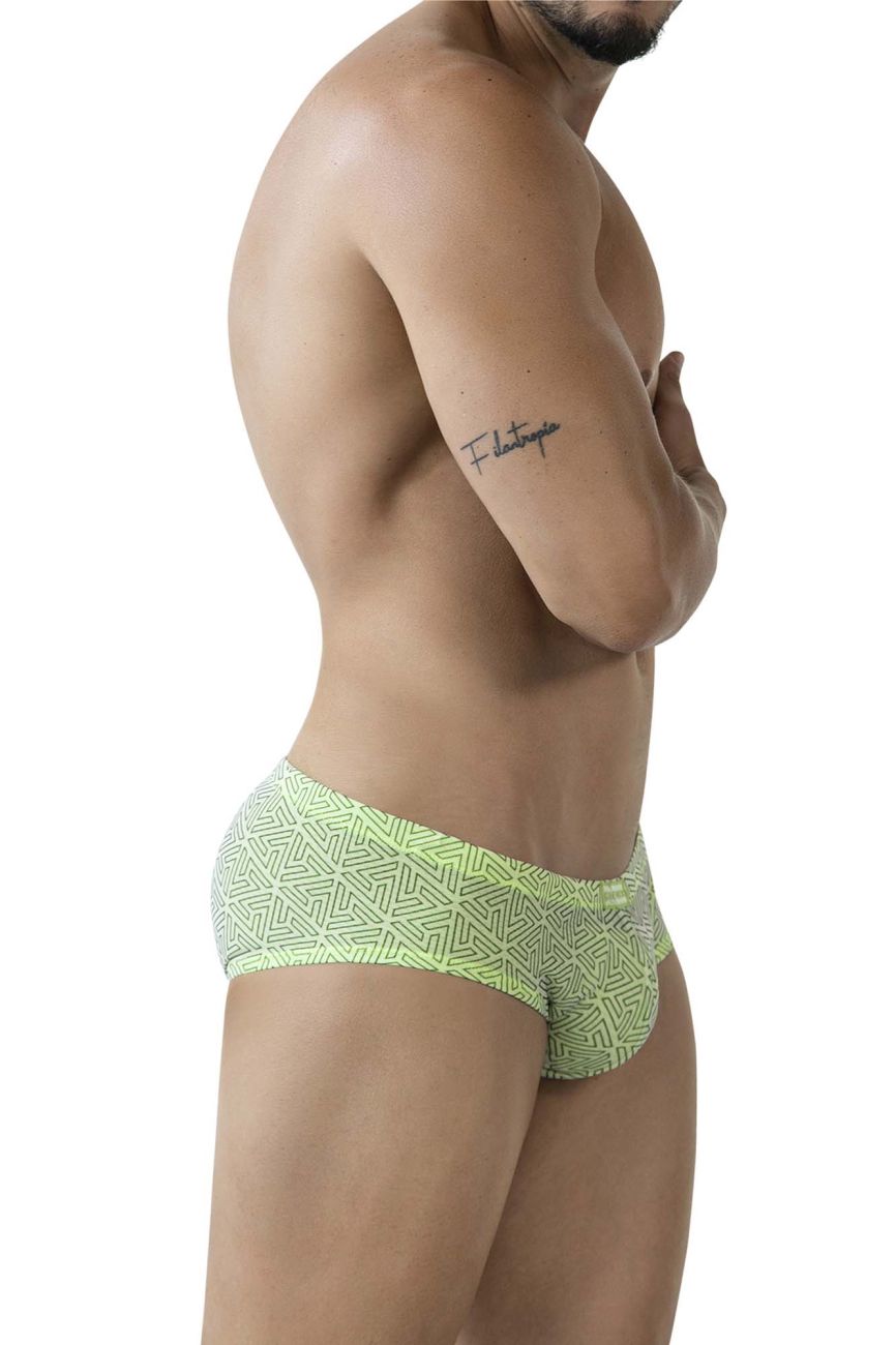 Green Clever Neon Brief from CITYBOYZ★USA featuring a snug fit and vibrant neon design, ideal for stylish and comfortable underwear.