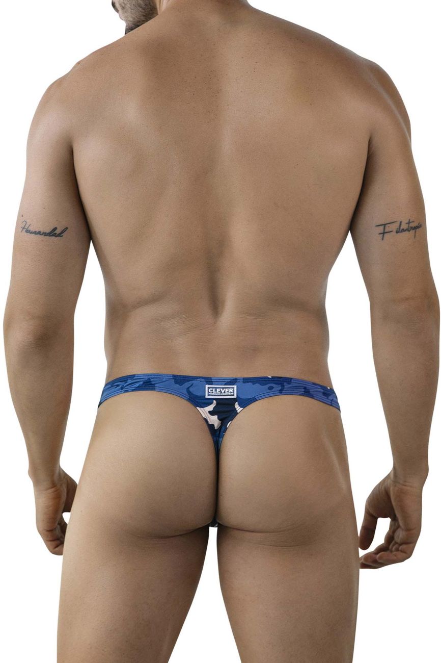 Blue Clever Almeria Thong 2023 by CITYBOYZ★USA, featuring sleek design and minimal coverage, shown on a model.