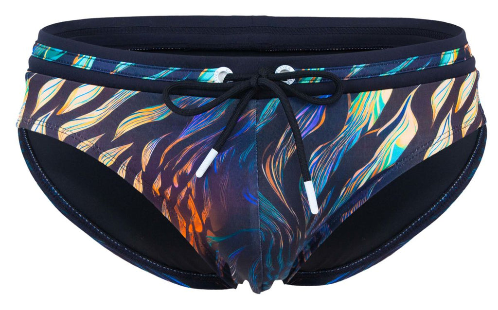 Black Clever Tumaco swim brief by CITYBOYZ★USA with sleek fit and minimal design, shown on a mannequin.