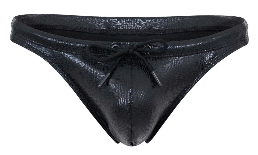 Clever Gorgona Swim Thong by CITYBOYZ★USA featuring a sleek design and bold faux-leather finish.