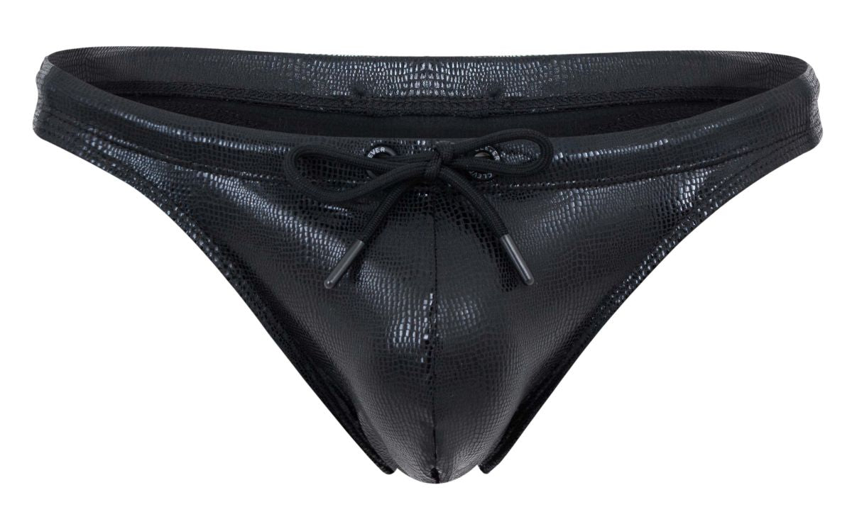 Clever Gorgona Swim Thong by CITYBOYZ★USA featuring a sleek design and bold faux-leather finish.
