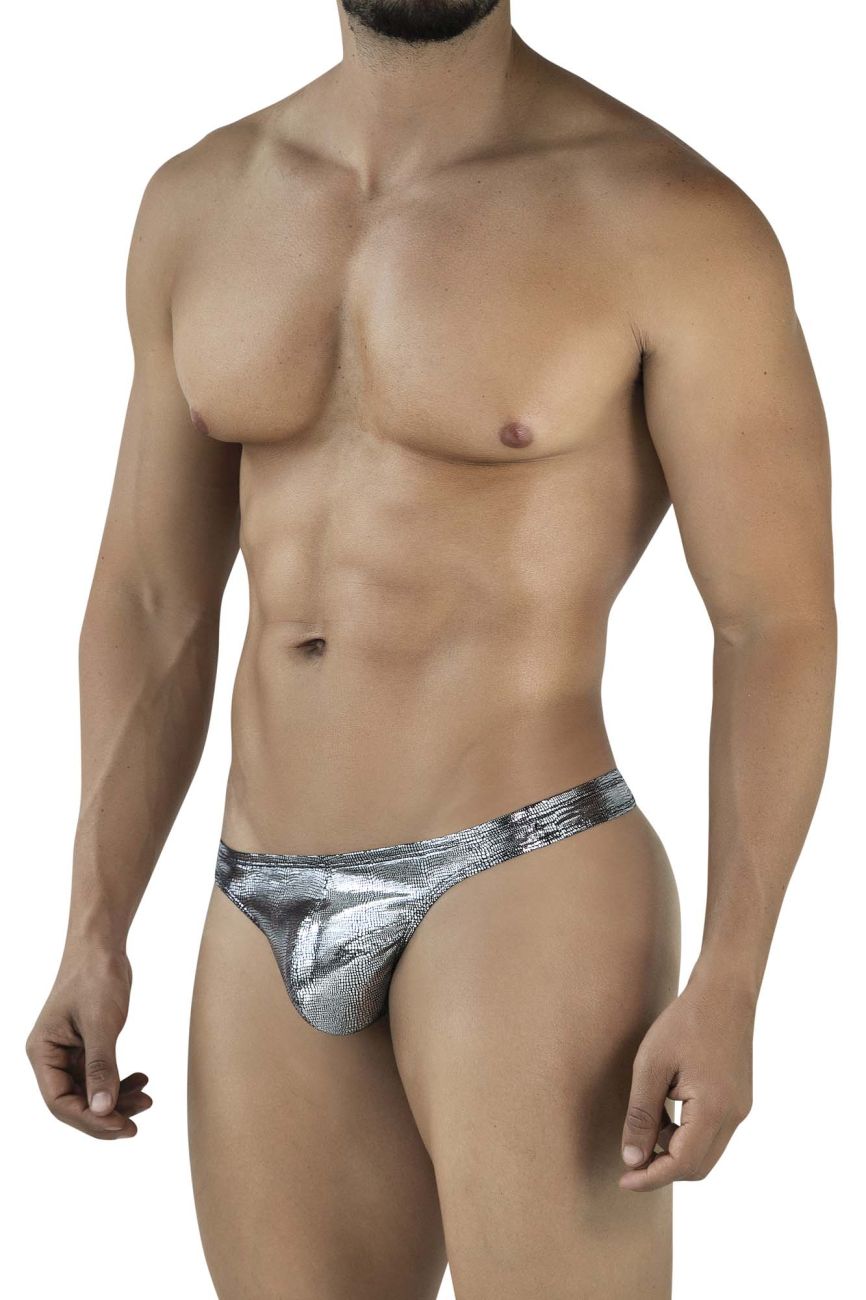 Black Clever Sparkles Swim Thong by CITYBOYZ★USA, featuring sleek design and minimal coverage, perfect for swimwear.