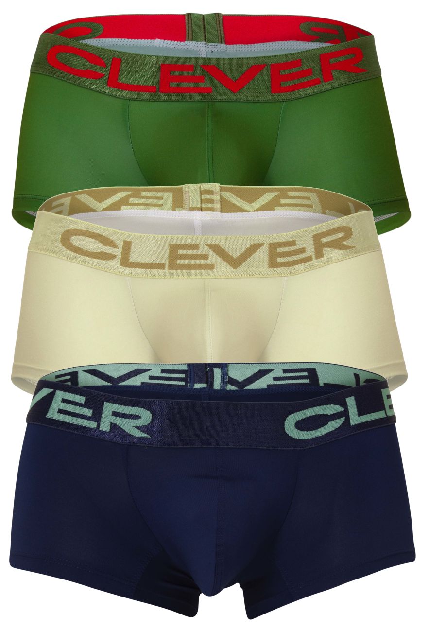 Clever Australian Latin Trunks 3PK-Beige-Blue-Green Underwear- CITYBOYZ★USA
