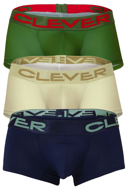 Clever Australian Latin Trunks 3PK-Beige-Blue-Green Underwear- CITYBOYZ★USA