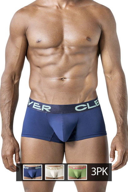 Clever Australian Latin Trunks 3PK-Beige-Blue-Green Underwear- CITYBOYZ★USA