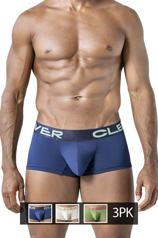 Clever Australian Latin Trunks 3PK-Beige-Blue-Green Underwear- CITYBOYZ★USA