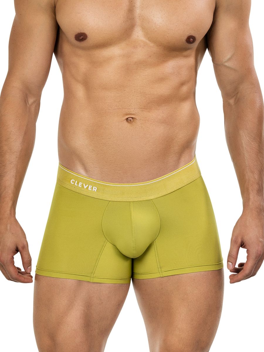 Green Clever Atenea Boxer Brief by CITYBOYZ★USA, showing a close-up of the comfortable, fitted men's boxer brief fabric and waistband.
