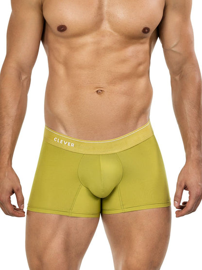Green Clever Atenea Boxer Brief by CITYBOYZ★USA, showing a close-up of the comfortable, fitted men's boxer brief fabric and waistband.