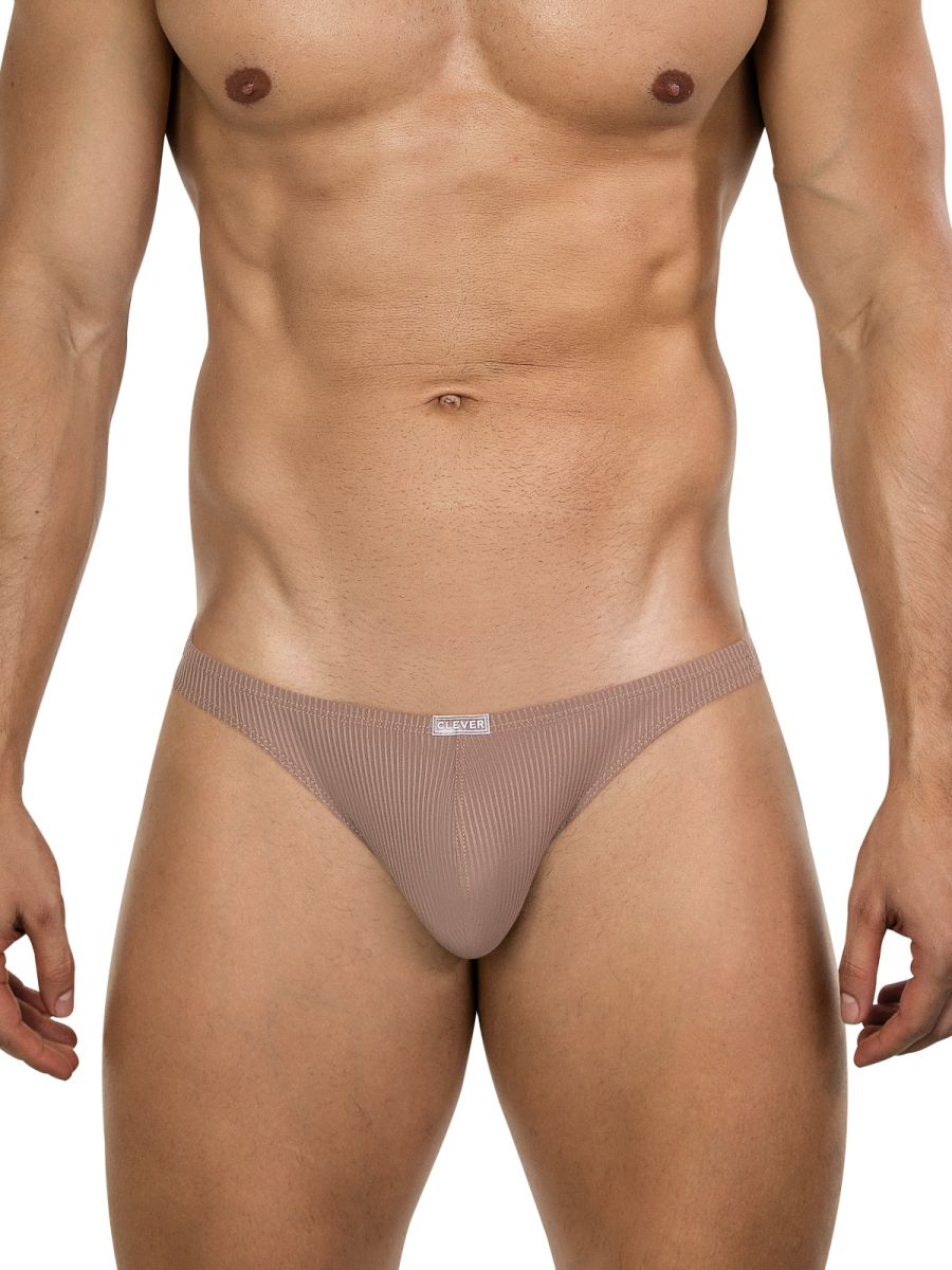 Sand-colored Clever Apolo Thong men's bikini underwear by CITYBOYZ★USA, showcasing a sleek and comfortable fit.