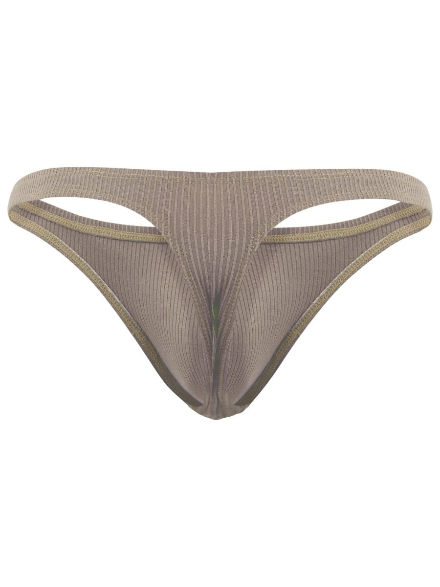 Sand-colored Clever Apolo Thong bikini underwear for men by CITYBOYZ★USA, featuring a sleek, minimalistic design.