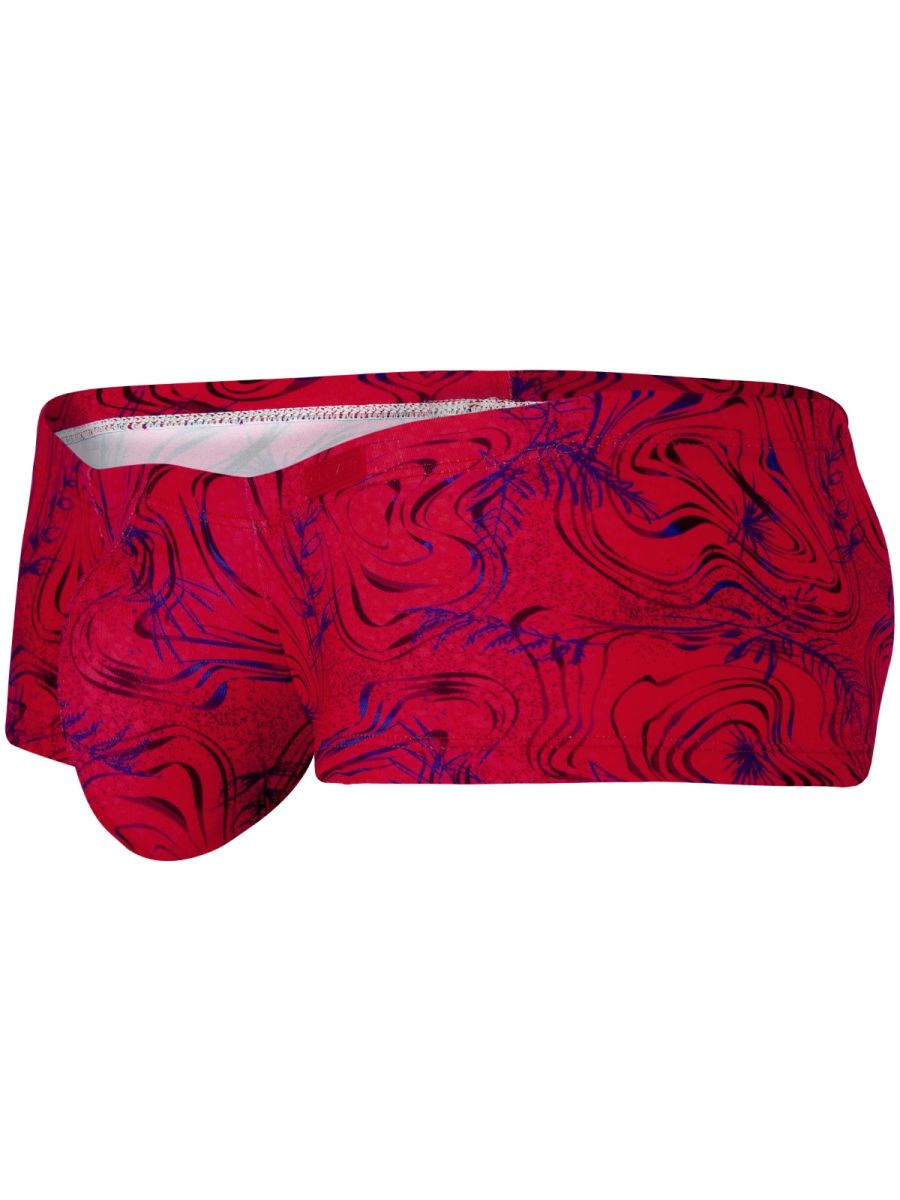 Red Clever Helion men's trunk by CITYBOYZ★USA, featuring stylish design and comfortable fit, shown on a model.