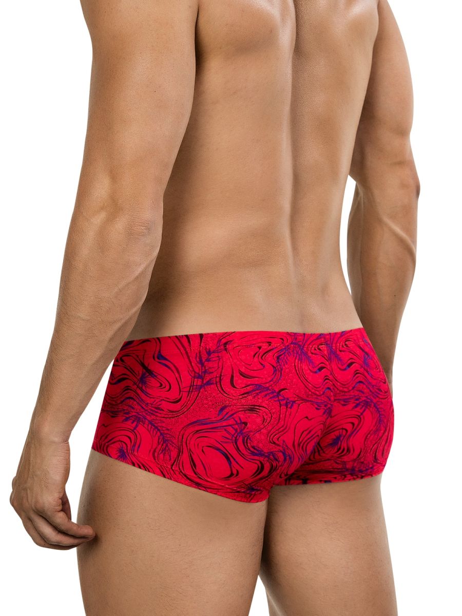 Red Clever Helion men's trunk by CITYBOYZ★USA, showcasing stylish comfort and fitted design with smooth fabric.