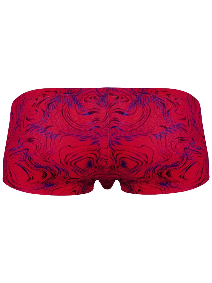 Red Clever Helion men's trunk by CITYBOYZ★USA, featuring comfortable fit and stylish design, shown laid flat.
