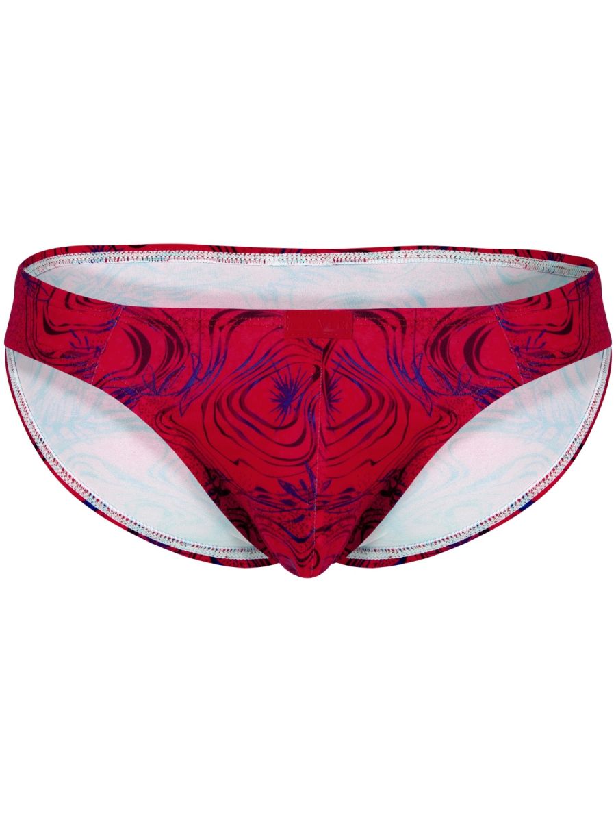 Red Clever Helion Bikini underwear by CITYBOYZ★USA with a sleek, fitted design, displayed on a plain background.