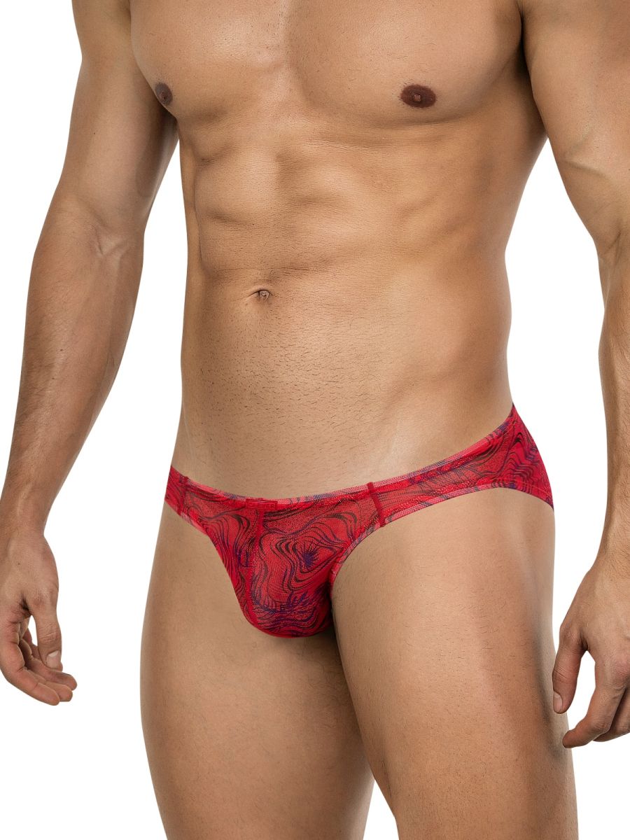 Red Clever Calipso Bikini underwear for men by CITYBOYZ★USA, featuring a comfortable, stylish design with a snug fit.