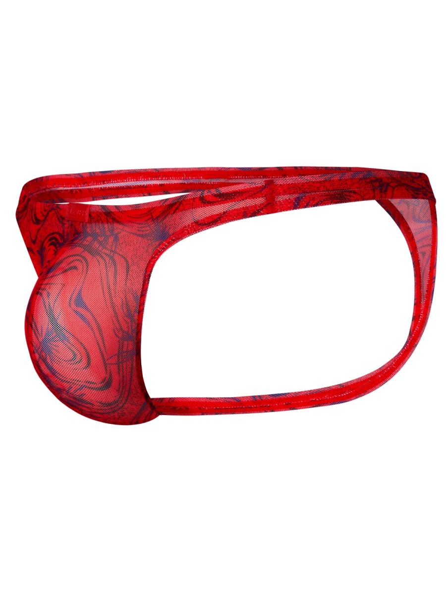 Red Clever Calipso thong bikini underwear by CITYBOYZ★USA, showcasing smooth fabric and minimal coverage design.