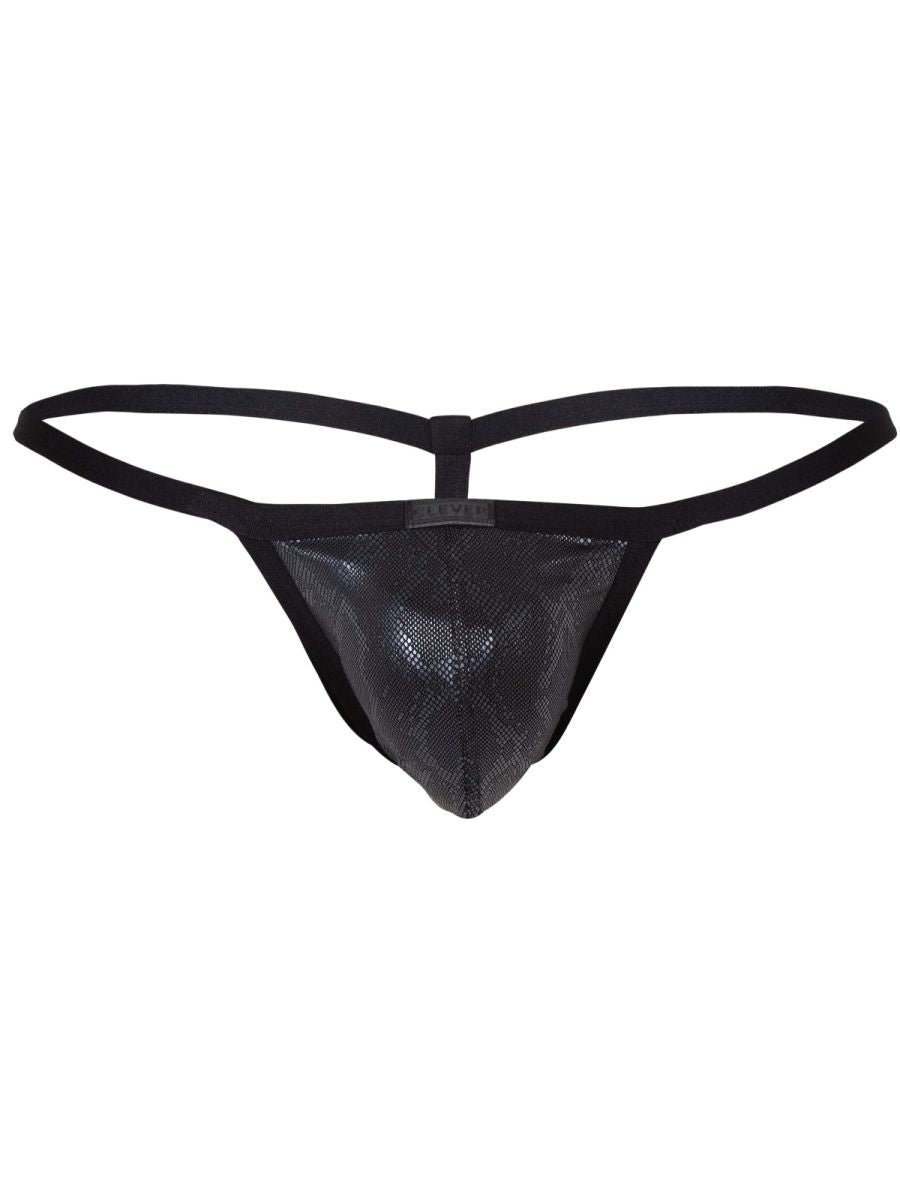 Black CITYBOYZ★USA Clever Atlas G-String, minimalistic lingerie with thin straps and a sleek design, displayed on a neutral background.