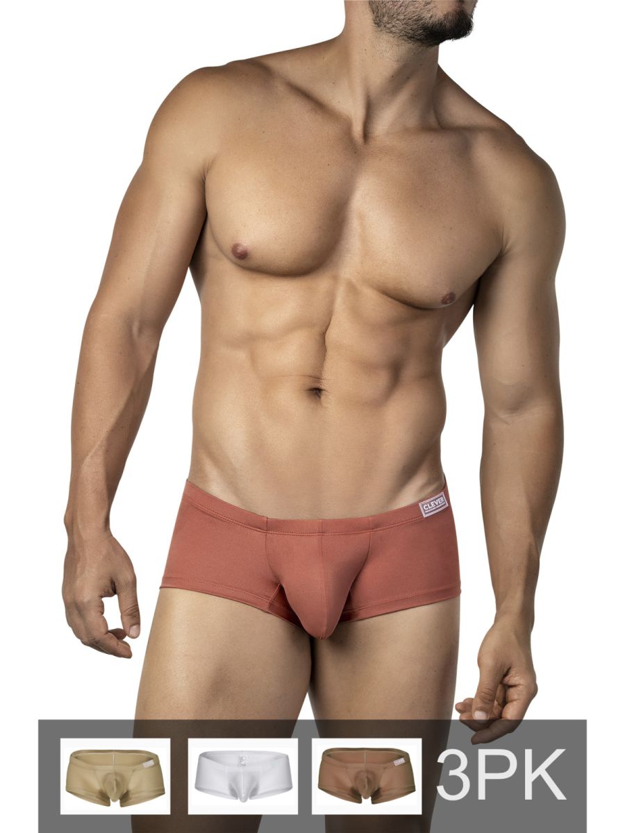 Multi-colored Clever Australian Latin Trunks 26069 by CITYBOYZ★USA, showing a pack of three vibrant men's trunks.