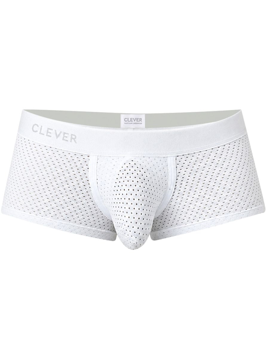 White Clever Ulises trunk by CITYBOYZ★USA with leather handles and metal hardware, showcasing its sleek storage design.