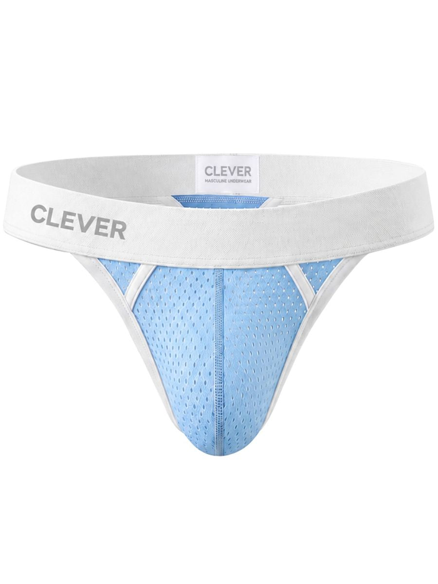 Light blue Clever Ulises thong by CITYBOYZ★USA, featuring a sleek design and comfortable fit, shown on a model.