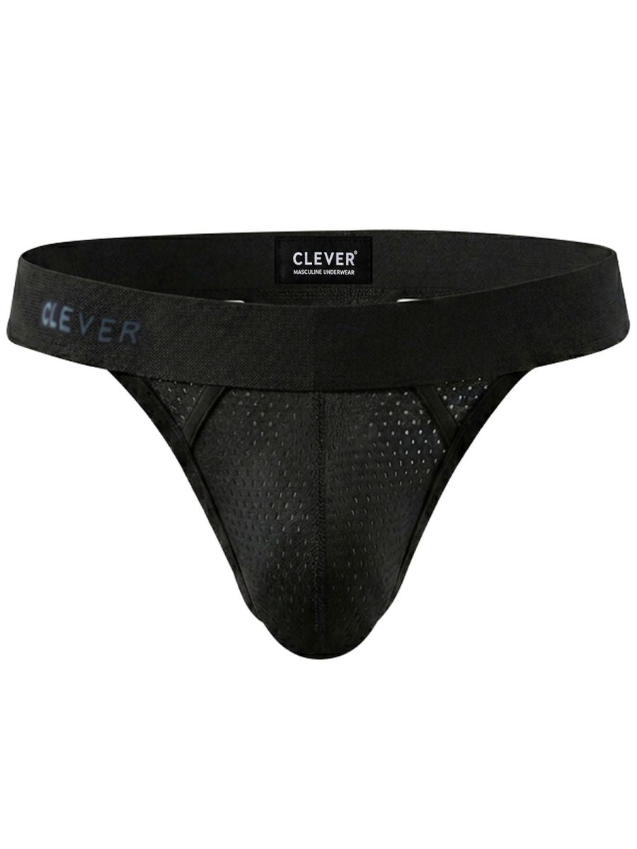 Black Clever Ulises Thong by CITYBOYZ★USA, showcasing a sleek, minimal design with smooth fabric and comfortable fit.