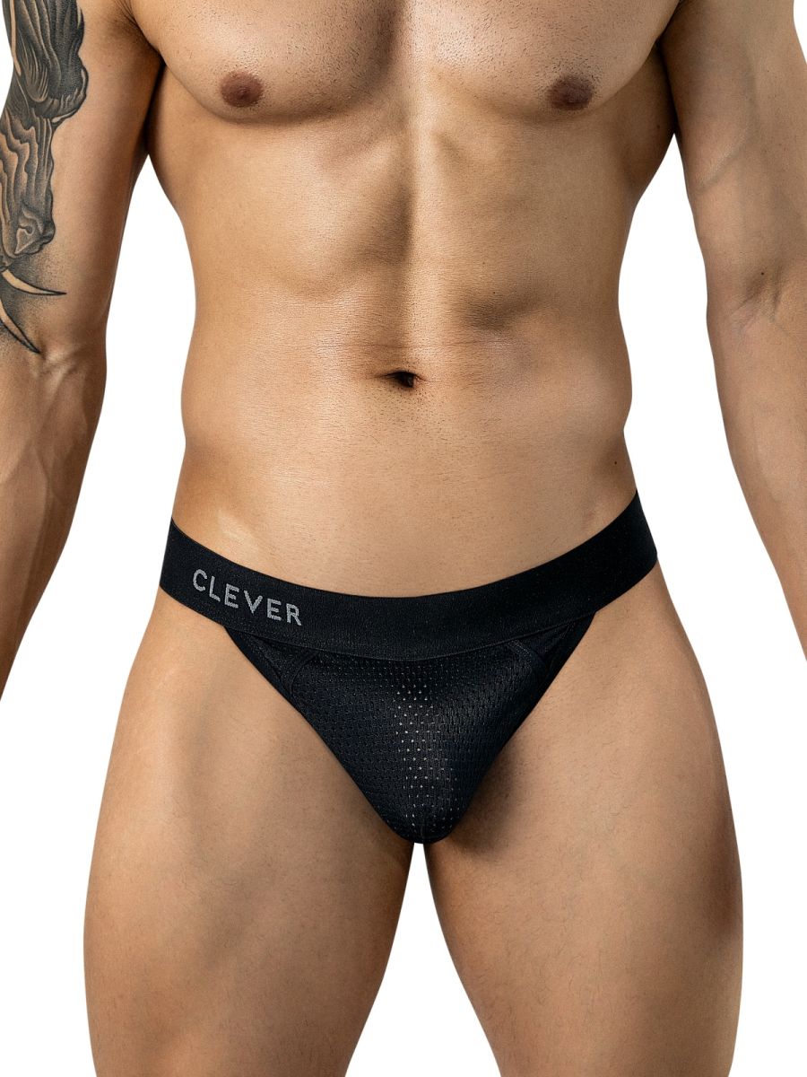 Black Clever Ulises thong by CITYBOYZ★USA displayed on a mannequin, showcasing its sleek fit and minimal design.