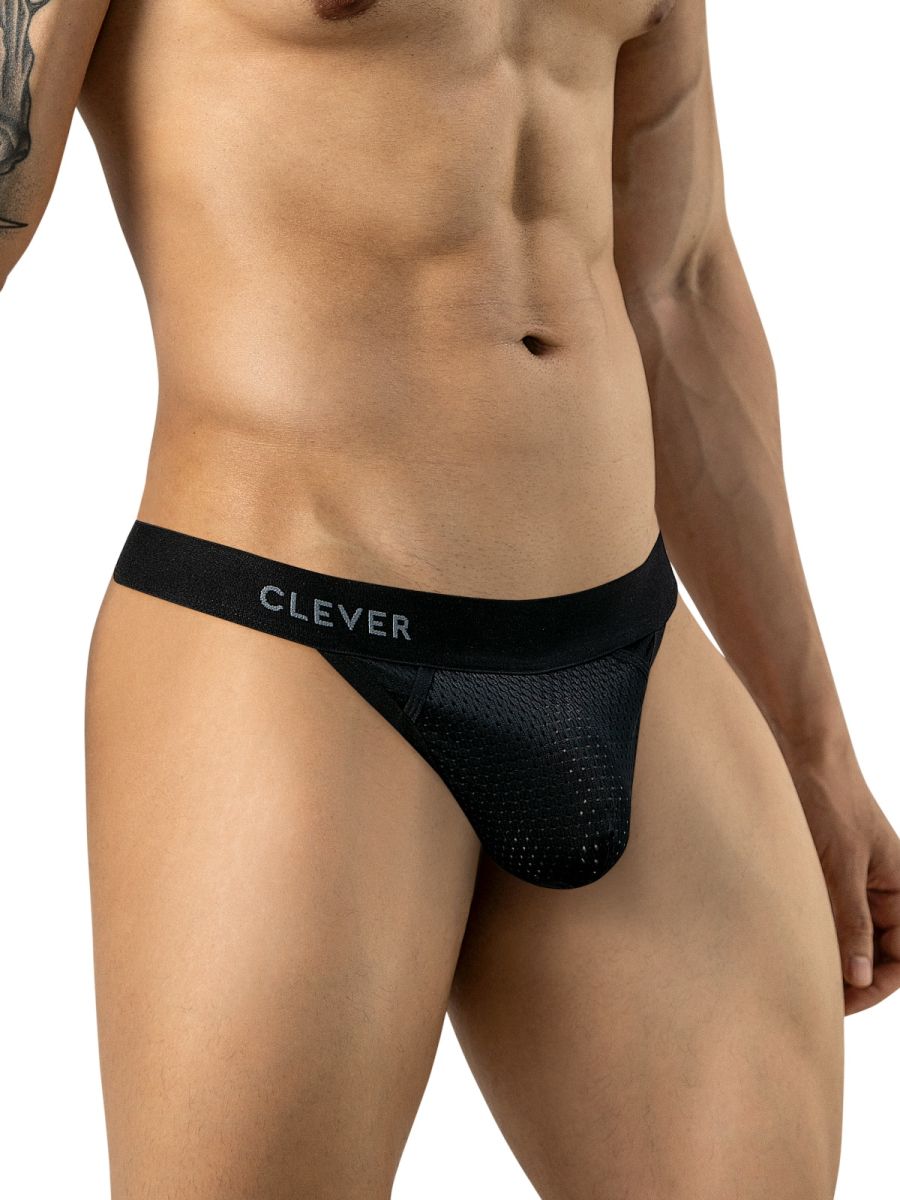 Black Clever Ulises Thong by CITYBOYZ★USA, featuring a sleek design and comfortable fit, shown on a model.