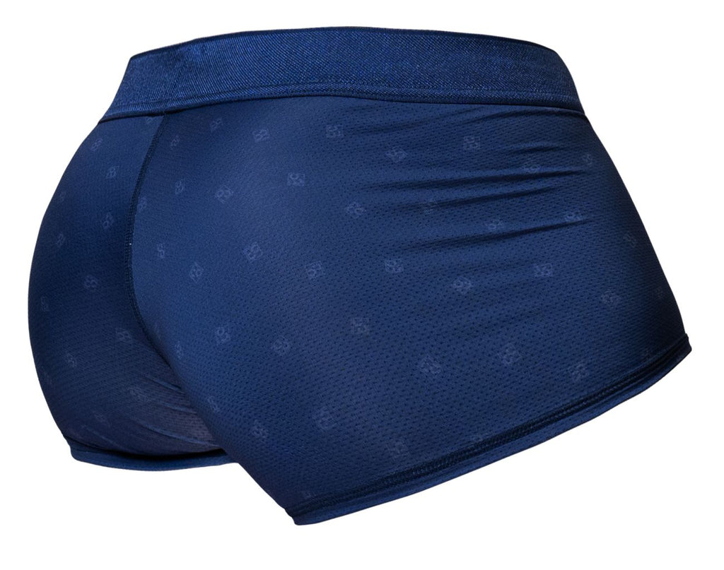 Navy blue ErgoWear FEEL SE trunks briefs by CITYBOYZ USA, close-up view of comfortable men's underwear with elastic waistband.