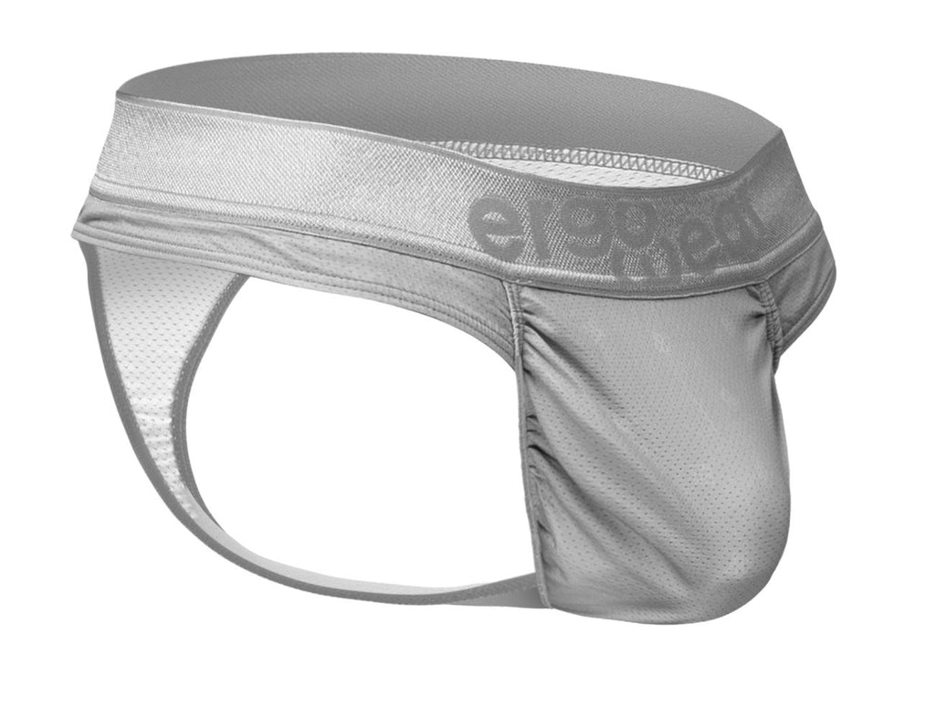 Silver ErgoWear FEEL SE Thong by CITYBOYZ★USA, sleek and comfortable lingerie with minimal coverage and stylish design.