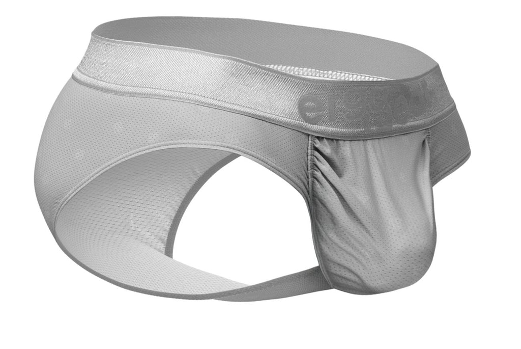 Silver ErgoWear FEEL SE Brief by CITYBOYZ★USA featuring sleek fabric and comfortable fit, displayed on a flat lay.