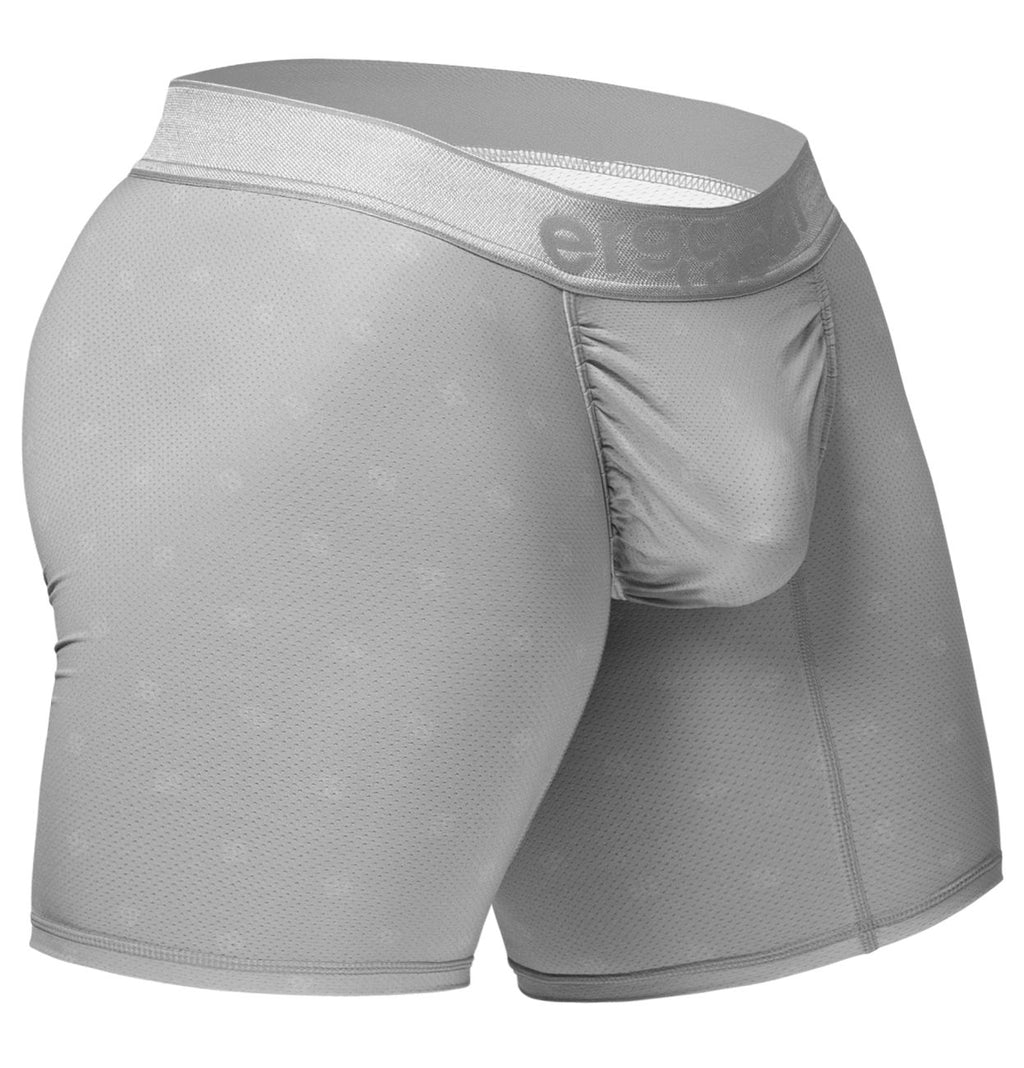 Silver ErgoWear FEEL SE Boxer Brief by CITYBOYZ★USA, close-up of fitted men's underwear with waistband and smooth fabric.