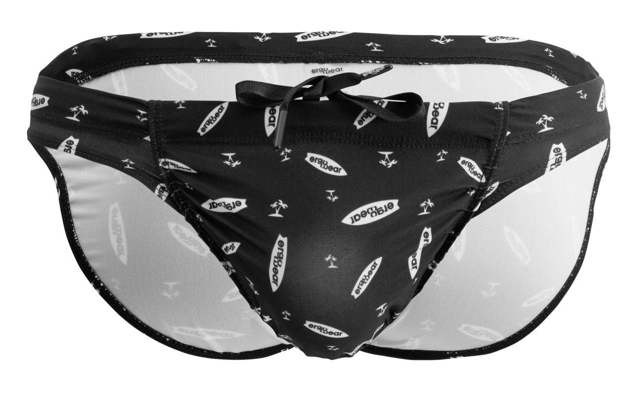 Black and white ErgoWear SW swim brief by CITYBOYZ USA featuring a sleek, fitted design with bold color blocking.