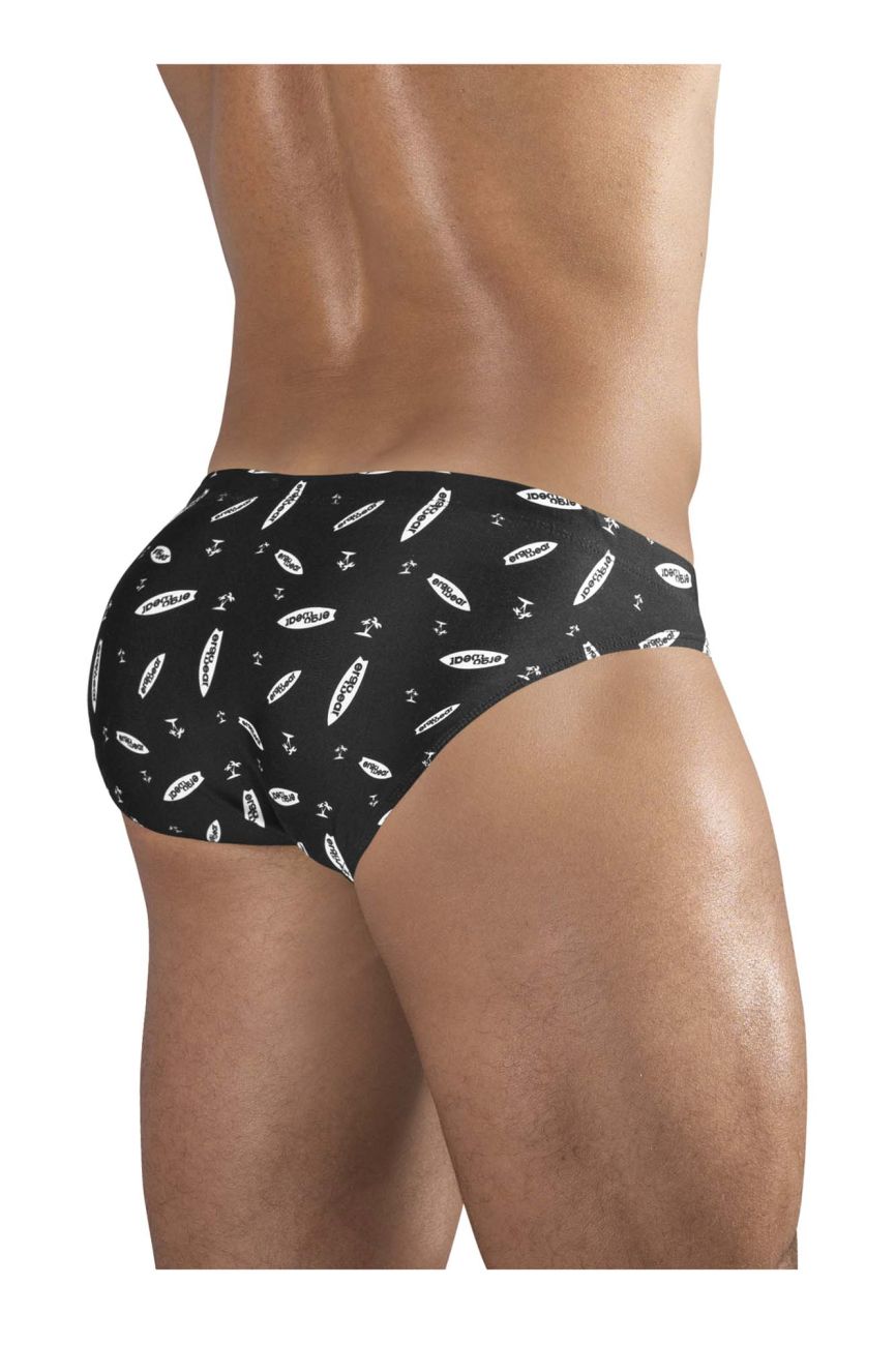Black and white ErgoWear SW swim brief by CITYBOYZ★USA, featuring sleek design and comfortable fit for swimming.
