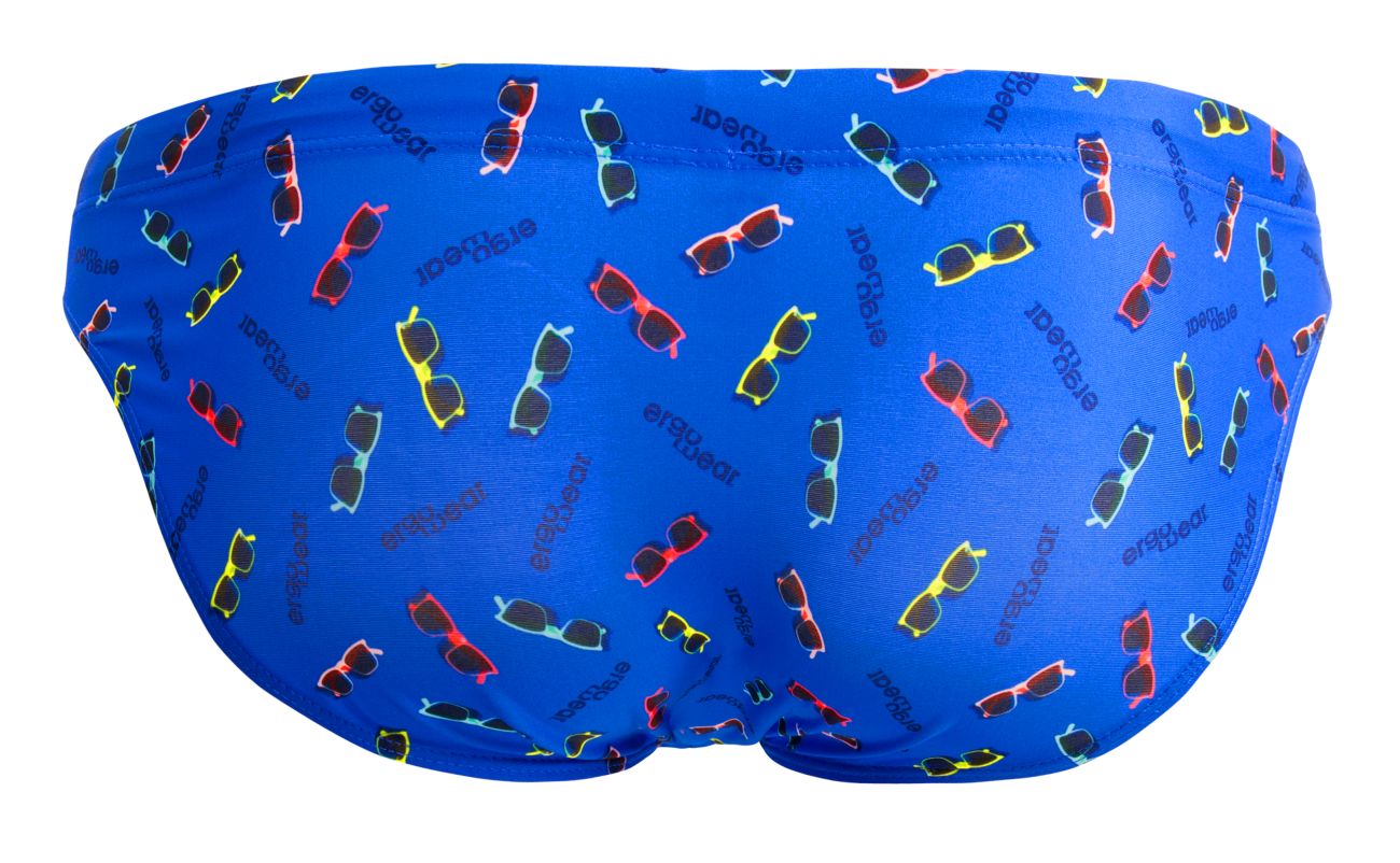 Blue swim brief from CITYBOYZ★USA with ergonomic design, shown on a model, featuring a stylish and comfortable fit.