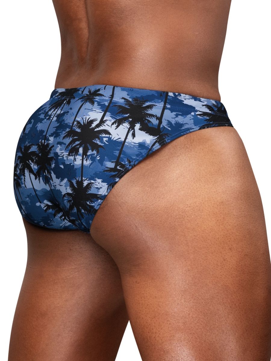 Dark blue palm print bikini from ErgoWear FEEL SW collection by CITYBOYZ★USA, featuring a stylish swimwear design.