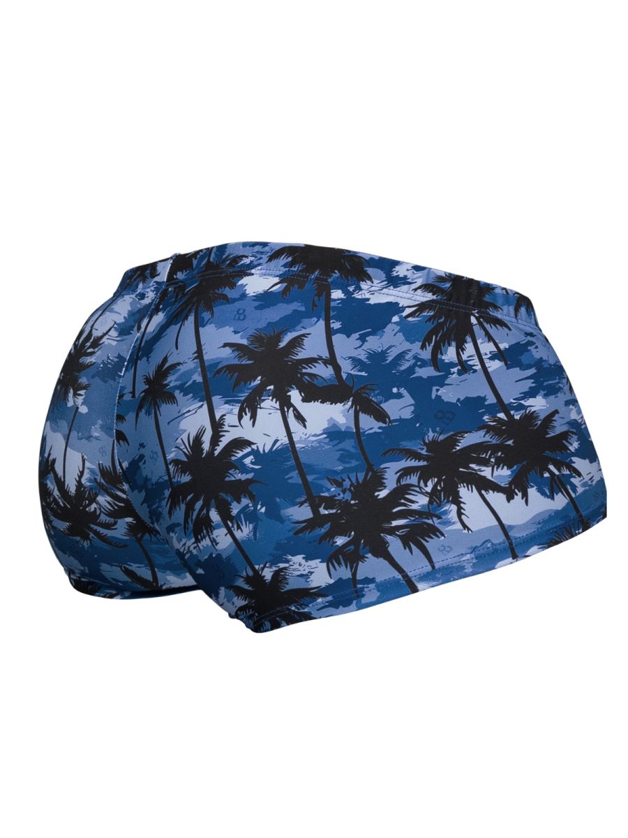 Dark blue ErgoWear FEEL SW swim print bikini trunks with palm tree pattern from CITYBOYZ USA.