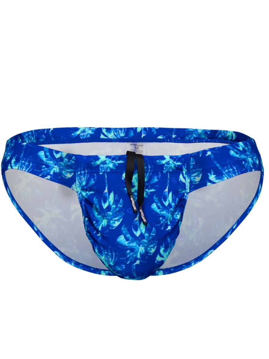Royal blue swim bikini with palm print from ErgoWear FEEL SW collection by CITYBOYZ★USA, featuring a stylish, comfortable design.