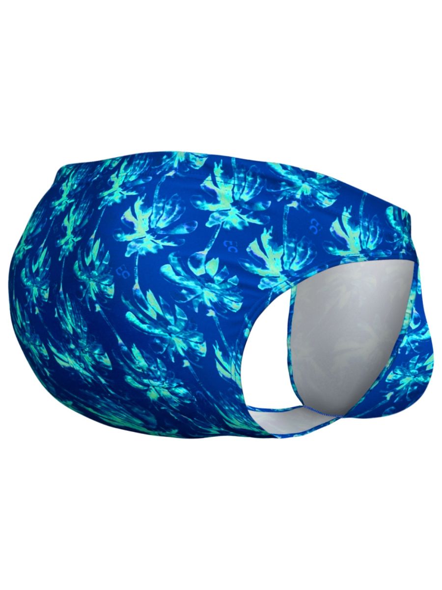 Royal blue swim bikini with palm print from ErgoWear FEEL SW collection by CITYBOYZ★USA.