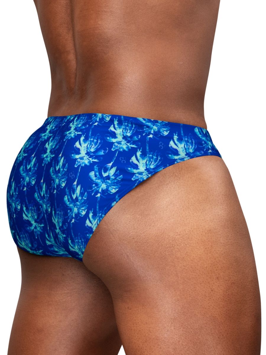 Royal blue ErgoWear FEEL SW swim print bikini with palm tree design, featuring a stylish and comfortable two-piece swimwear set.