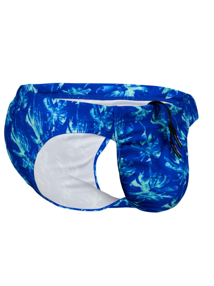 Royal blue bikini with palm print from ErgoWear FEEL SW Swim collection, featuring a stylish and comfortable design.