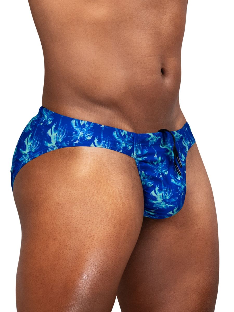 Royal blue bikini with palm print from ErgoWear FEEL SW Swim collection, featuring a stylish and comfortable design.