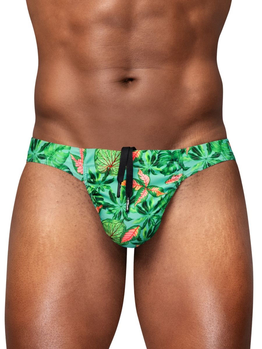 Aqua-colored bikini with leaf print from ErgoWear FEEL SW Swim collection, featuring a stylish design by CITYBOYZ USA.