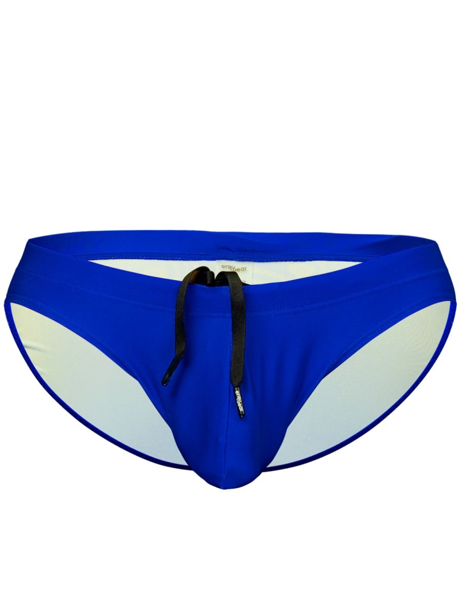 Skydiver blue ErgoWear X4D SW swim bikini by CITYBOYZ★USA with sleek design and supportive fit, shown on a model.