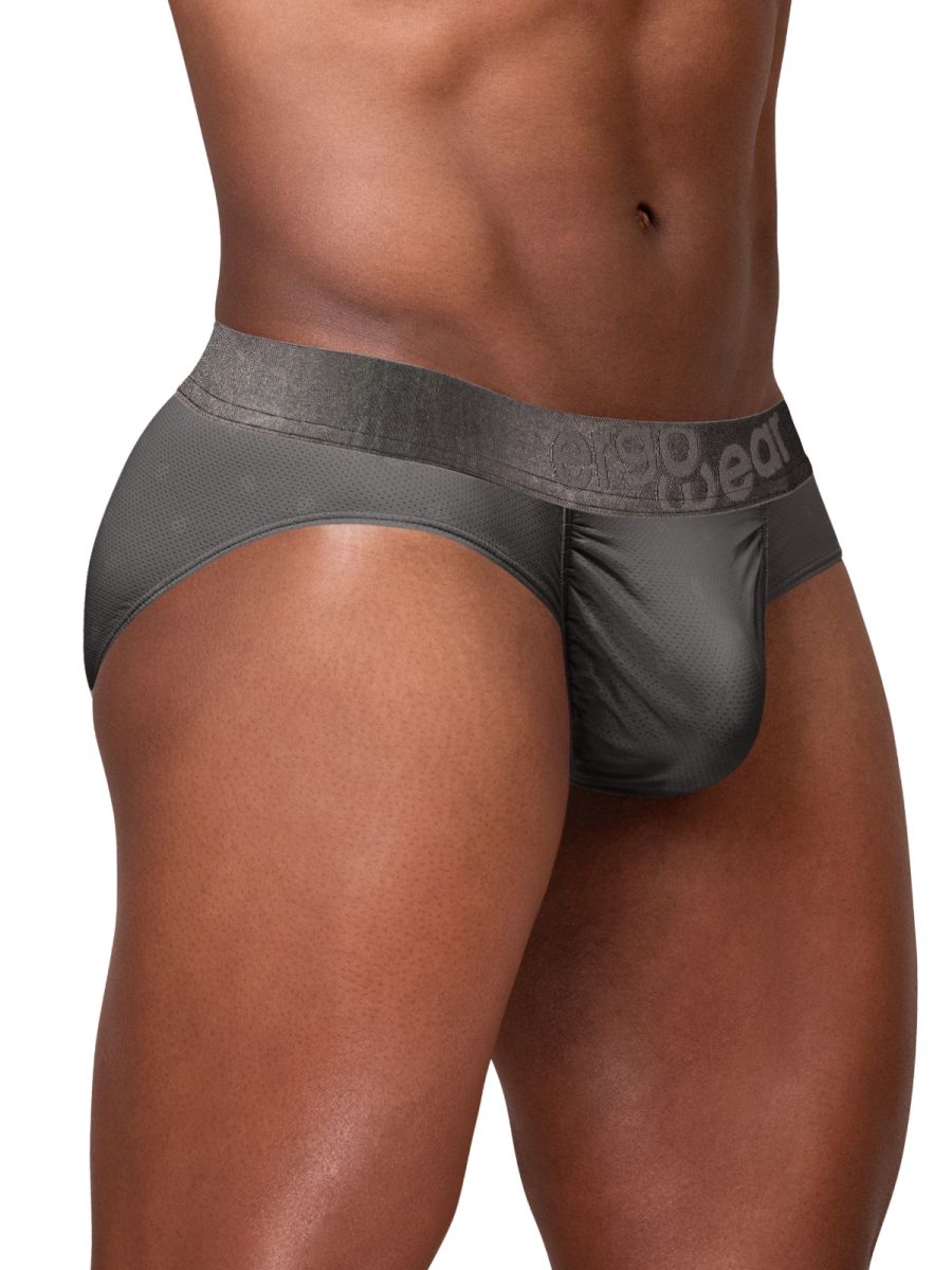 Dark gray CITYBOYZ★USA ErgoWear FEEL SE Brief, close-up of comfortable men's underwear with elastic waistband and branding.