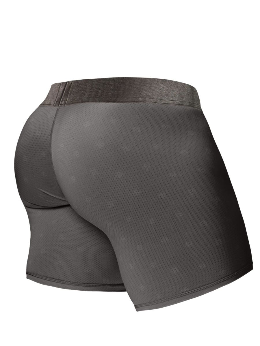 Dark gray CITYBOYZ★USA ErgoWear EW1844 FEEL SE boxer briefs with a snug fit and soft waistband on a model.